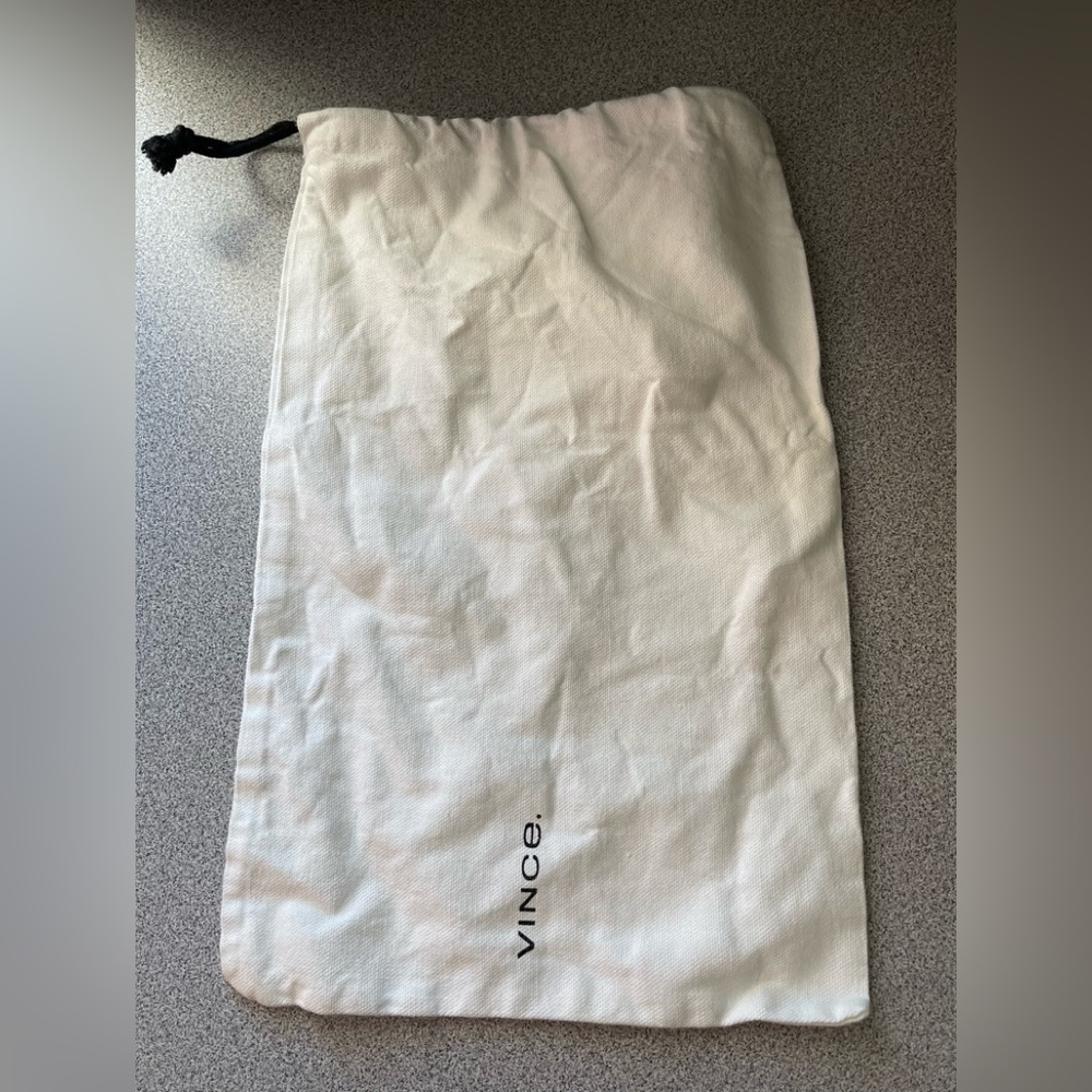 Vince Canvas White Drawstring Shoe Bag